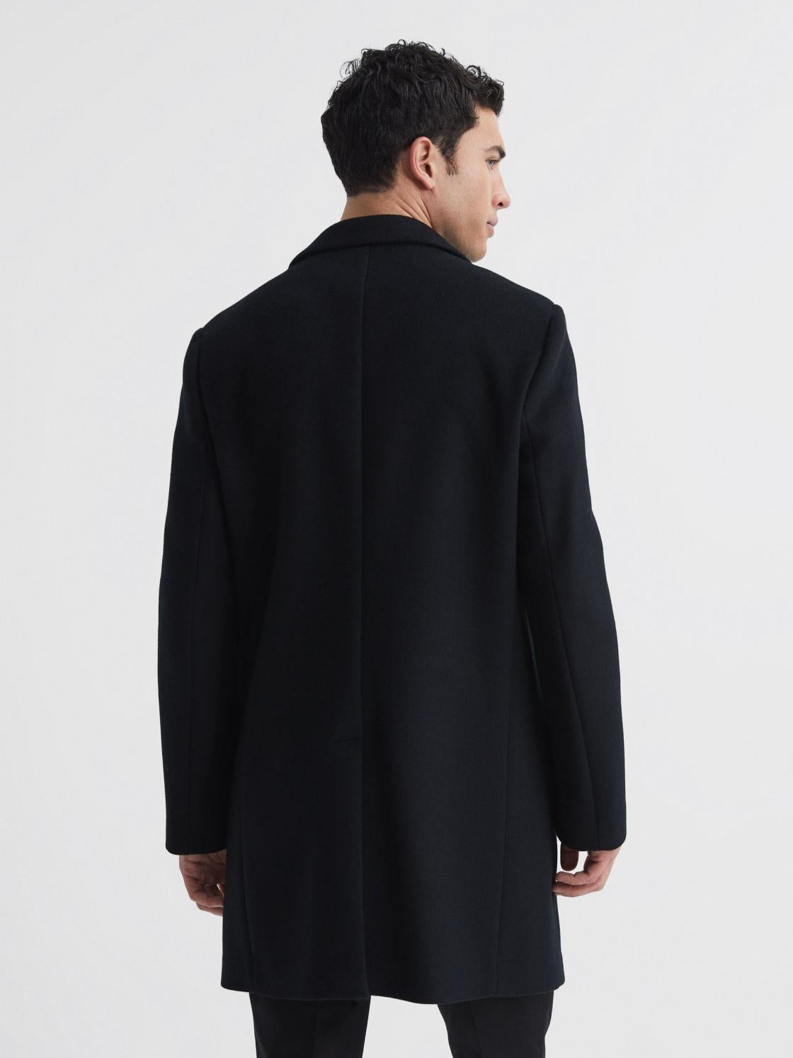 Reiss Coats &amp; Jackets | Gable Single Breasted Wool Overcoat Black - Men