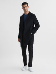 Reiss Coats &amp; Jackets | Gable Single Breasted Wool Overcoat Black - Men