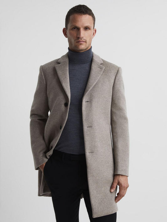 Reiss Coats &amp; Jackets | Gable Single Breasted Wool Overcoat Black - Men