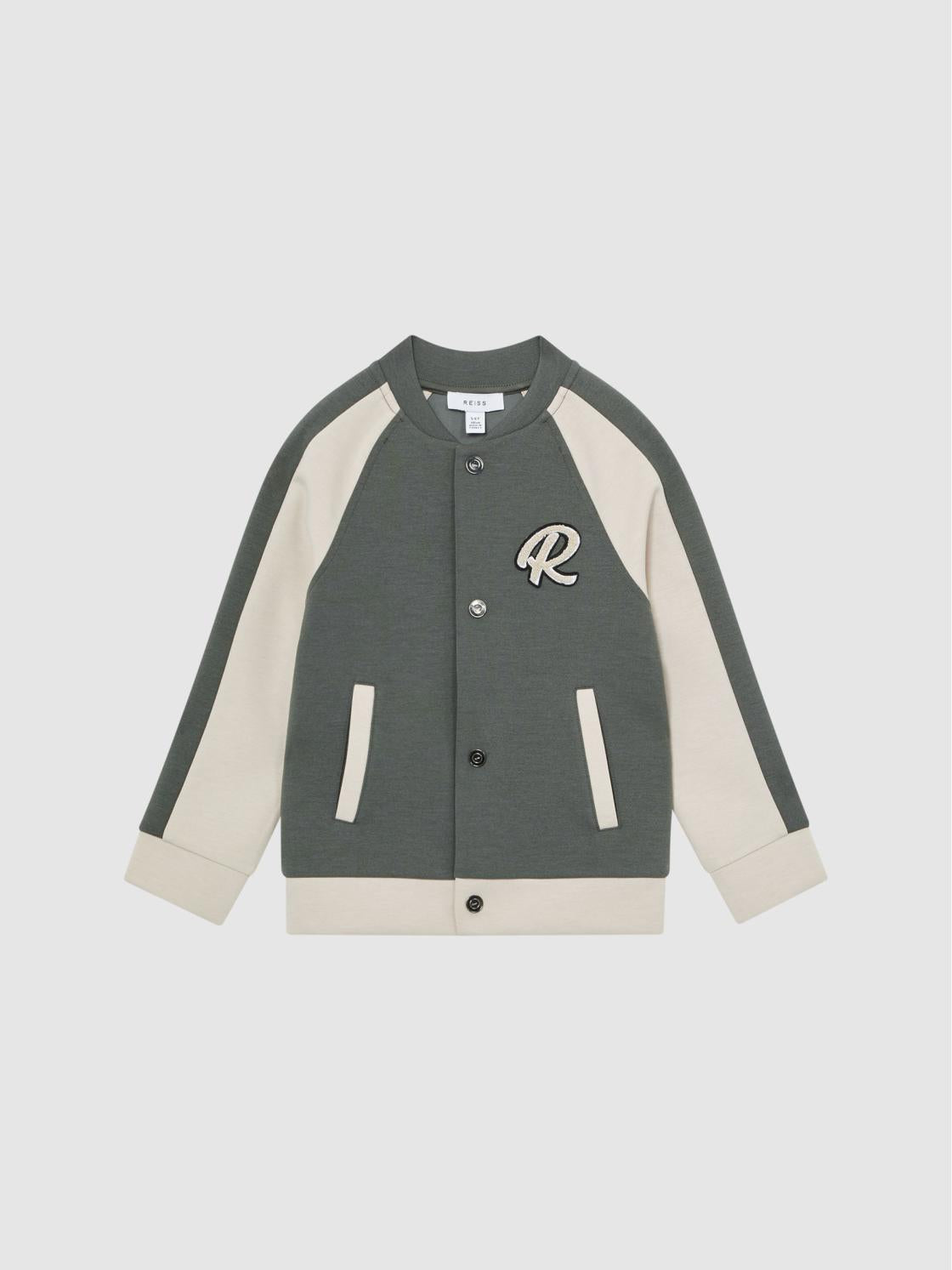 Reiss Coats &amp; Jackets | Giles Long Sleeve Interlock Bomber Jacket Light Khaki/ecru - Children