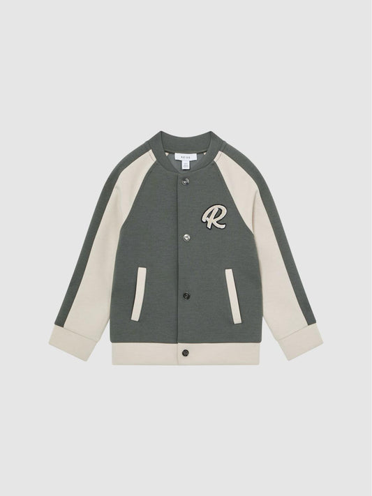 Reiss Coats &amp; Jackets | Giles Long Sleeve Interlock Bomber Jacket Light Khaki/ecru - Children