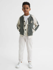 Reiss Coats &amp; Jackets | Giles Long Sleeve Interlock Bomber Jacket Light Khaki/ecru - Children