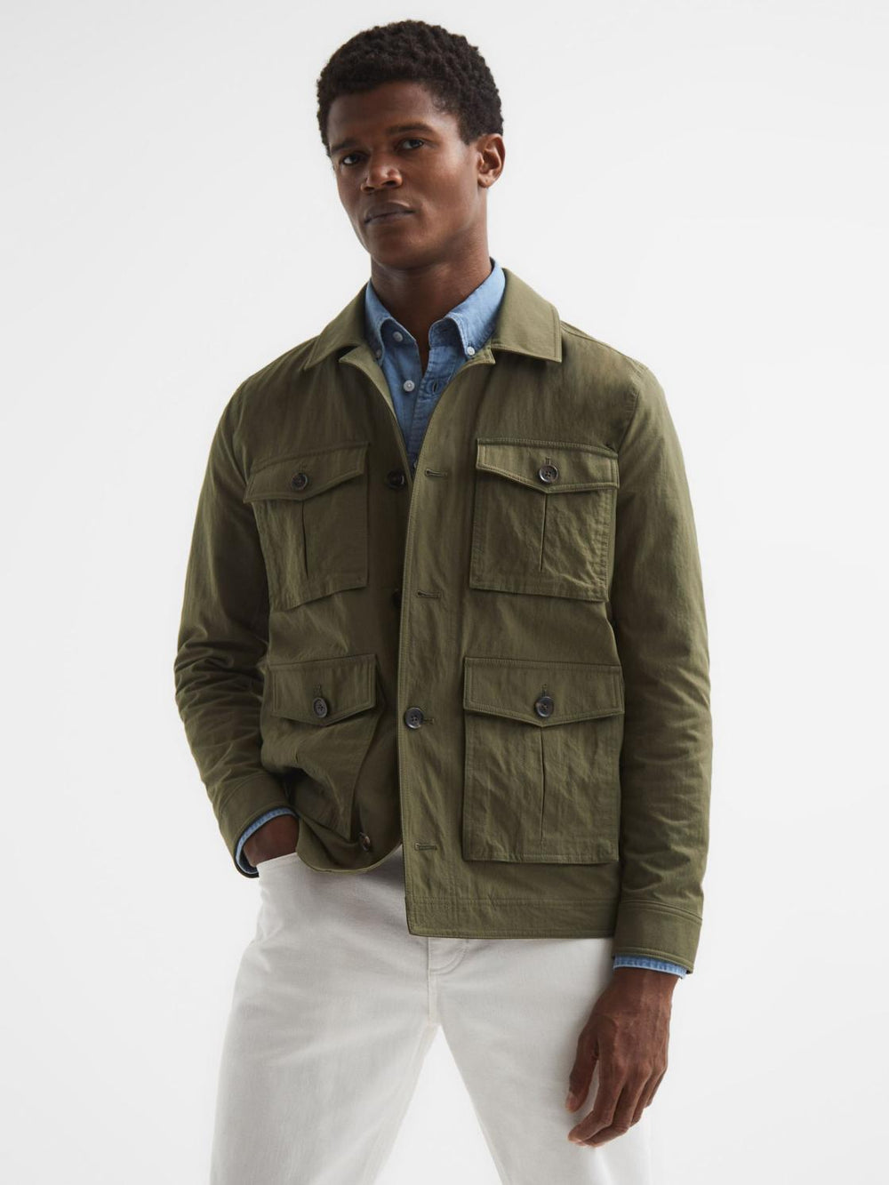 Reiss Coats &amp; Jackets | Hawke Four Pocket Field Jacket Khaki - Men