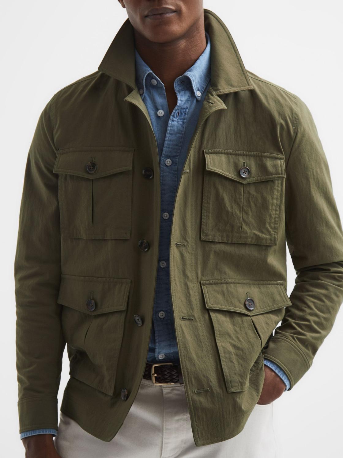 Reiss Coats &amp; Jackets | Hawke Four Pocket Field Jacket Khaki - Men