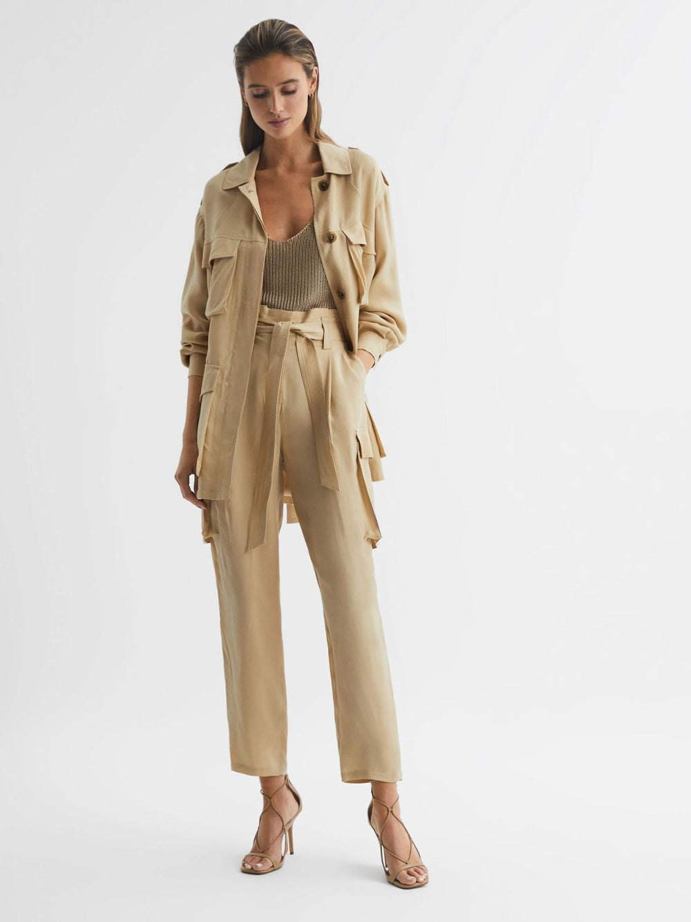 Reiss Coats &amp; Jackets | Joanie Relaxed Fit Utility Jacket Neutral - Women