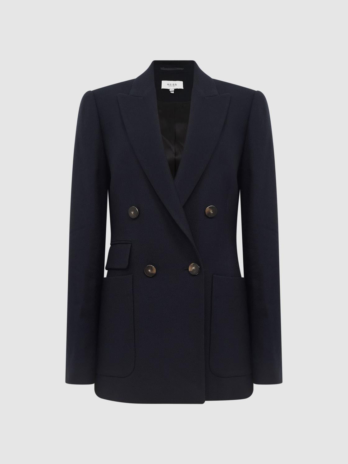 Reiss Coats &amp; Jackets | Larsson Double Breasted Twill Blazer Camel - Women