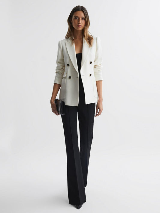 Reiss Coats &amp; Jackets | Larsson Double Breasted Twill Blazer White - Women