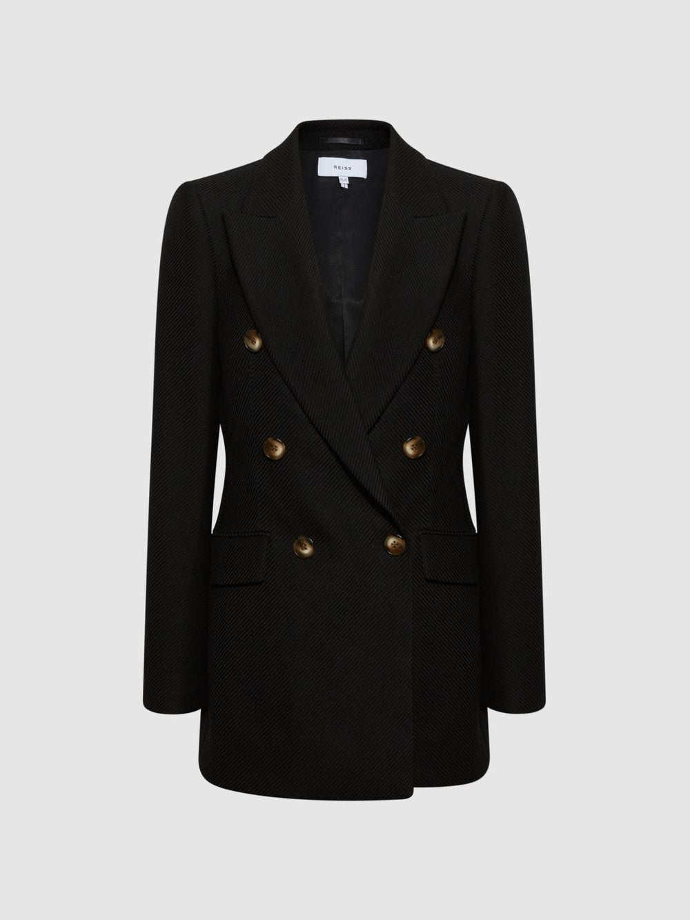 Reiss Coats &amp; Jackets | Laura Double Breasted Twill Blazer Black - Women