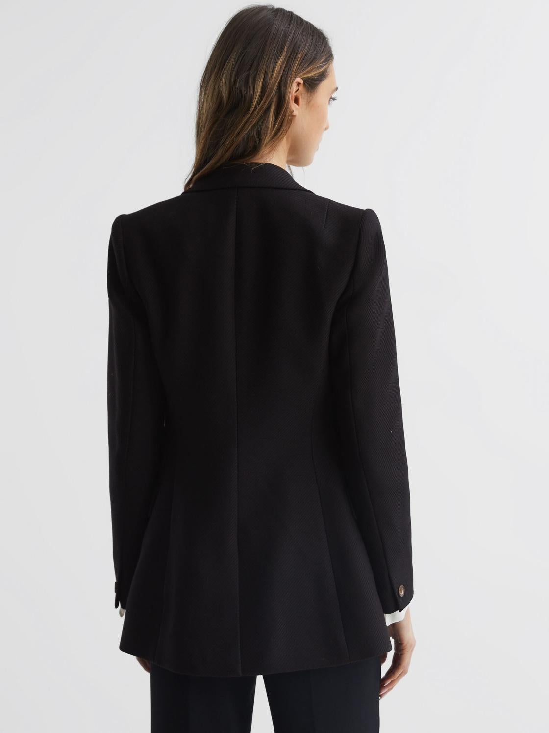 Reiss Coats &amp; Jackets | Laura Double Breasted Twill Blazer Black - Women