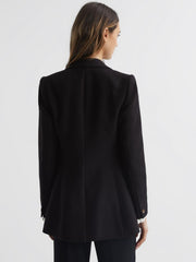 Reiss Coats &amp; Jackets | Laura Double Breasted Twill Blazer Black - Women