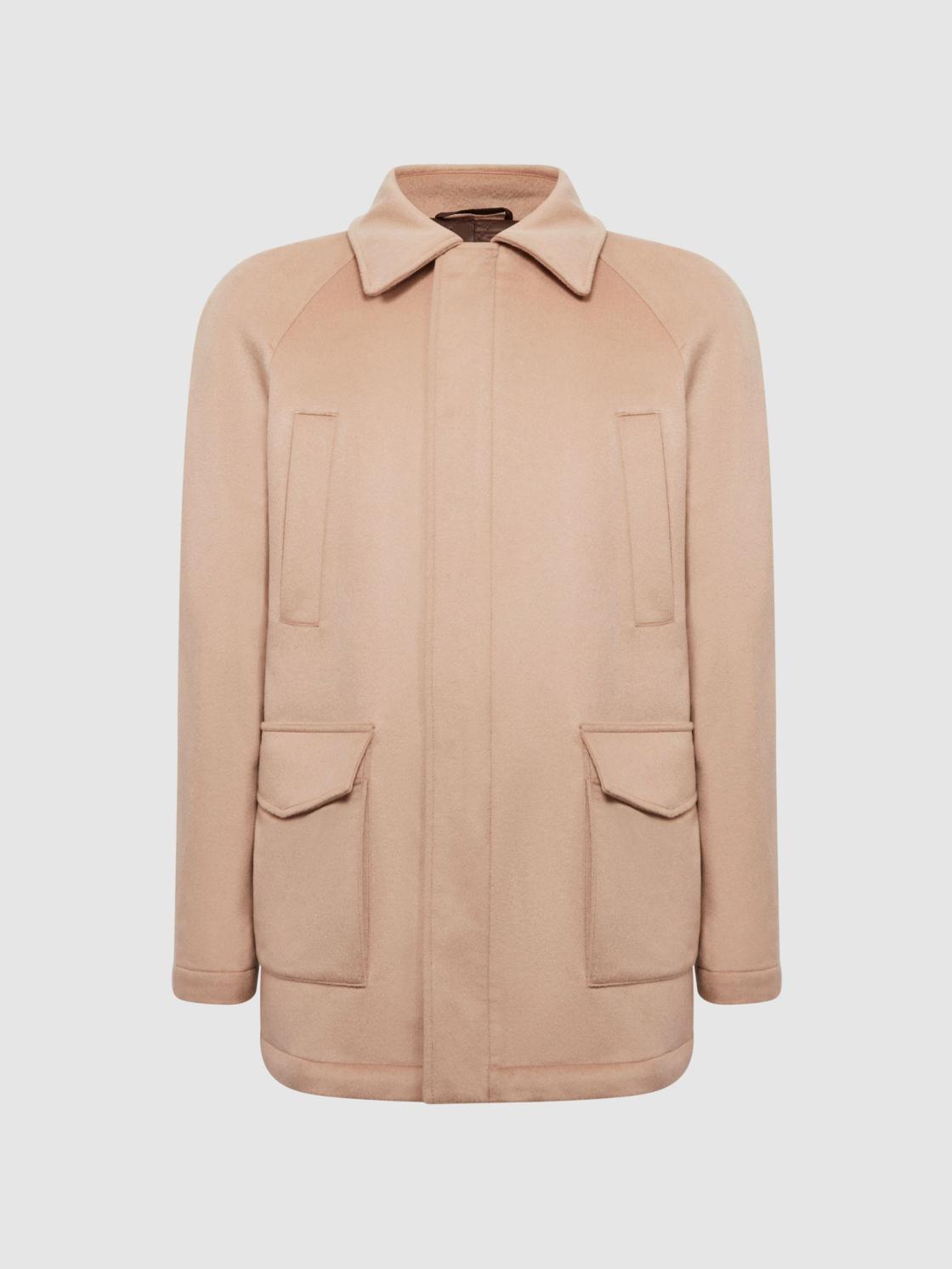 Reiss Coats &amp; Jackets | Mandarin Zip Through Cashmere Coat Cream - Men