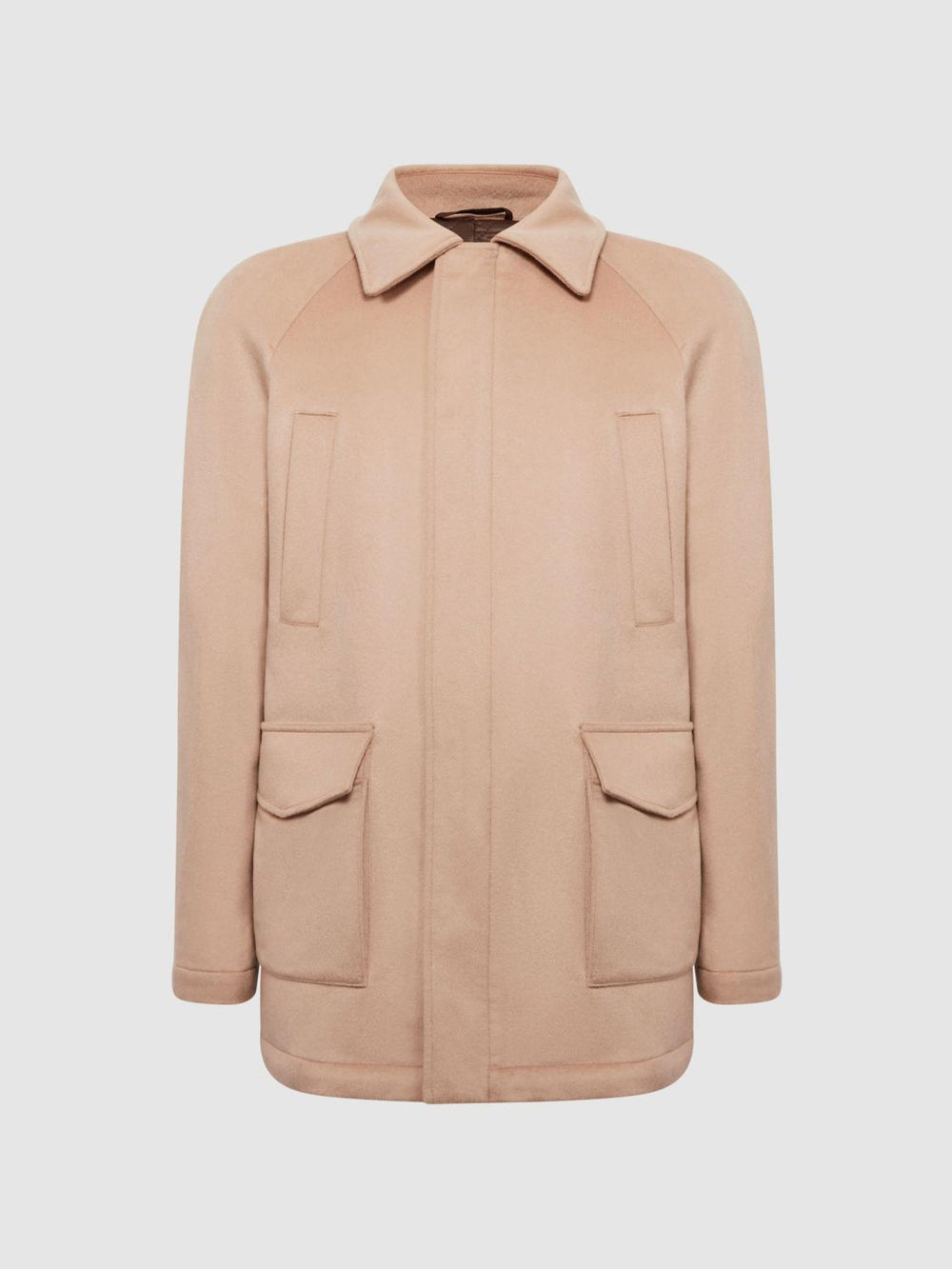 Reiss Coats &amp; Jackets | Mandarin Zip Through Cashmere Coat Cream - Men