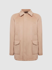 Reiss Coats &amp; Jackets | Mandarin Zip Through Cashmere Coat Cream - Men