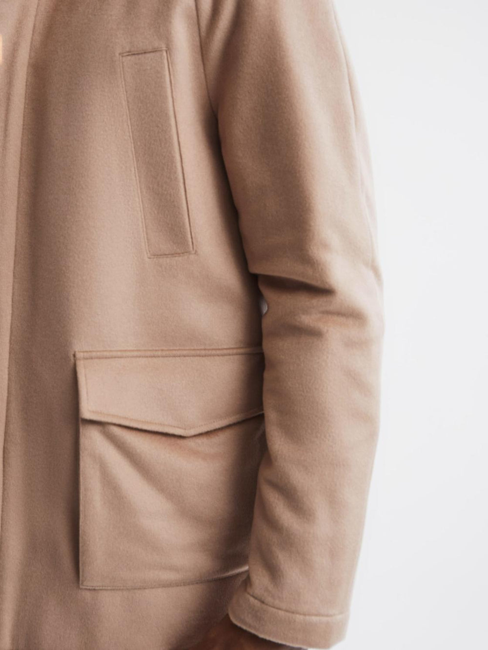 Reiss Coats &amp; Jackets | Mandarin Zip Through Cashmere Coat Cream - Men