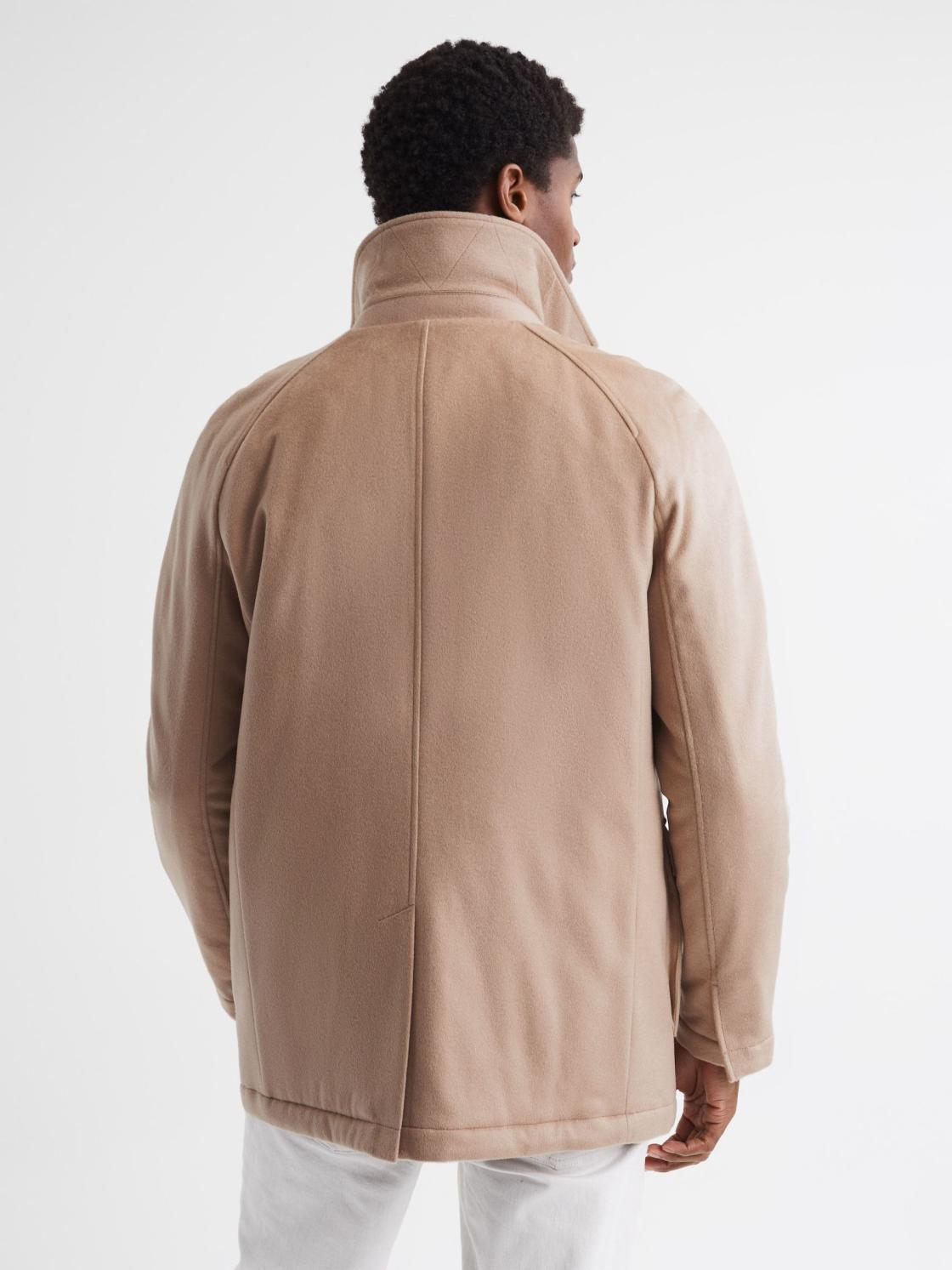 Reiss Coats &amp; Jackets | Mandarin Zip Through Cashmere Coat Cream - Men