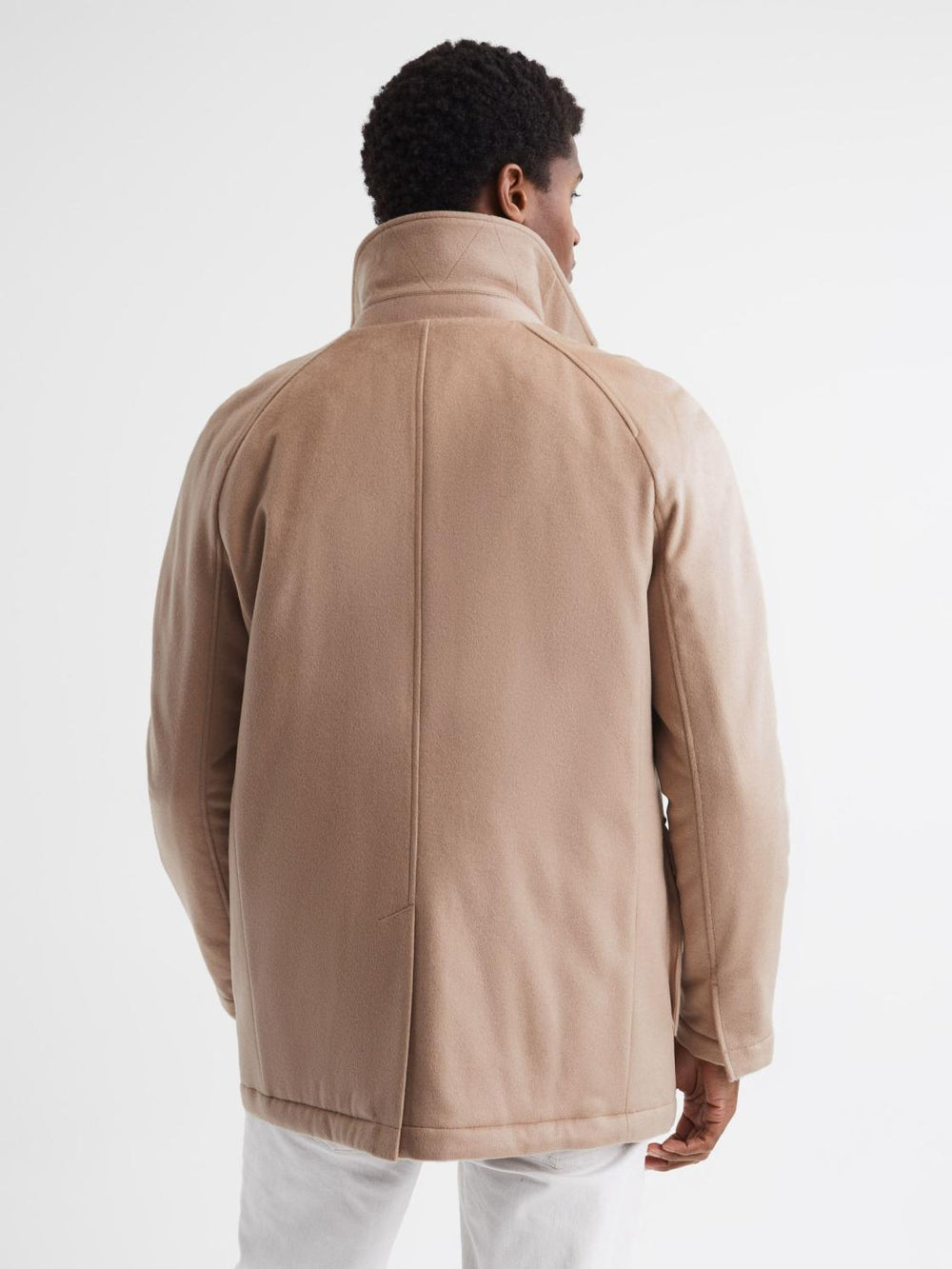Reiss Coats &amp; Jackets | Mandarin Zip Through Cashmere Coat Cream - Men