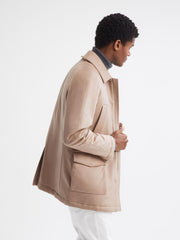 Reiss Coats &amp; Jackets | Mandarin Zip Through Cashmere Coat Cream - Men