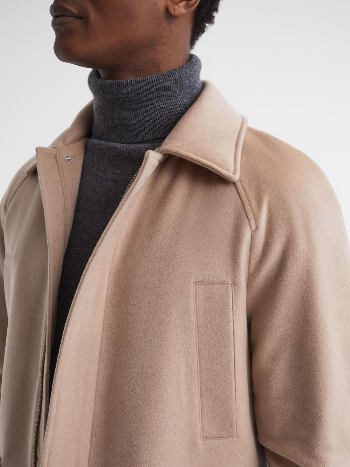 Reiss Coats &amp; Jackets | Mandarin Zip Through Cashmere Coat Cream - Men