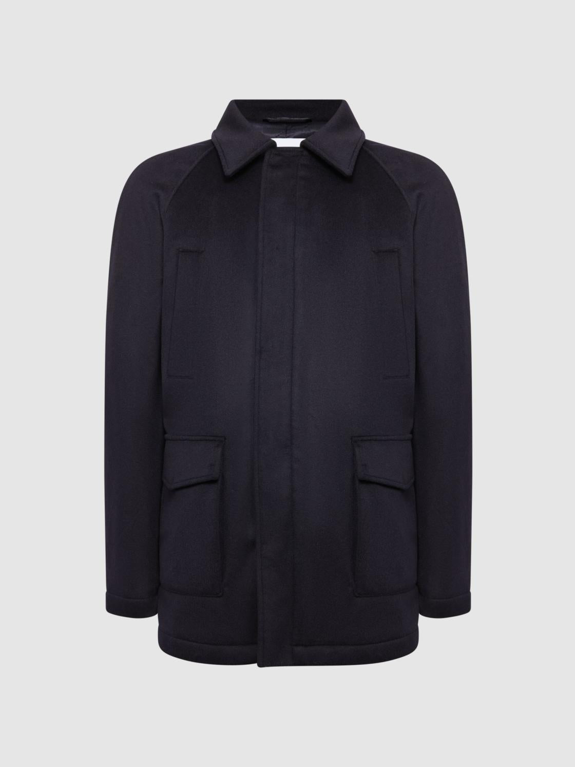 Reiss Coats &amp; Jackets | Mandarin Zip Through Cashmere Coat Navy - Men
