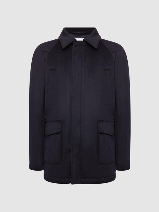 Reiss Coats &amp; Jackets | Mandarin Zip Through Cashmere Coat Navy - Men