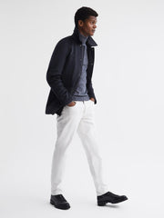 Reiss Coats &amp; Jackets | Mandarin Zip Through Cashmere Coat Navy - Men