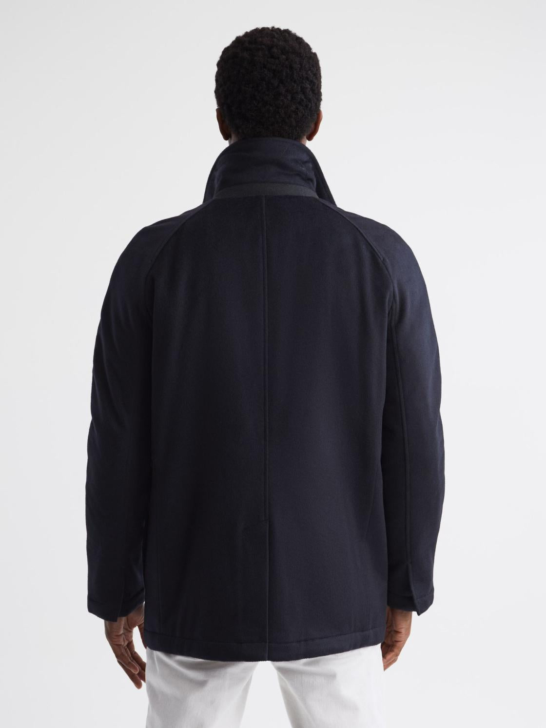 Reiss Coats &amp; Jackets | Mandarin Zip Through Cashmere Coat Navy - Men