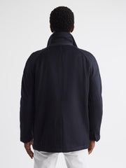 Reiss Coats &amp; Jackets | Mandarin Zip Through Cashmere Coat Navy - Men