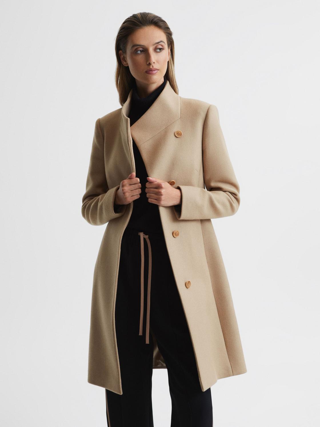 Reiss Coats &amp; Jackets | Mia Wool-Blend Mid Length Coat Black - Women