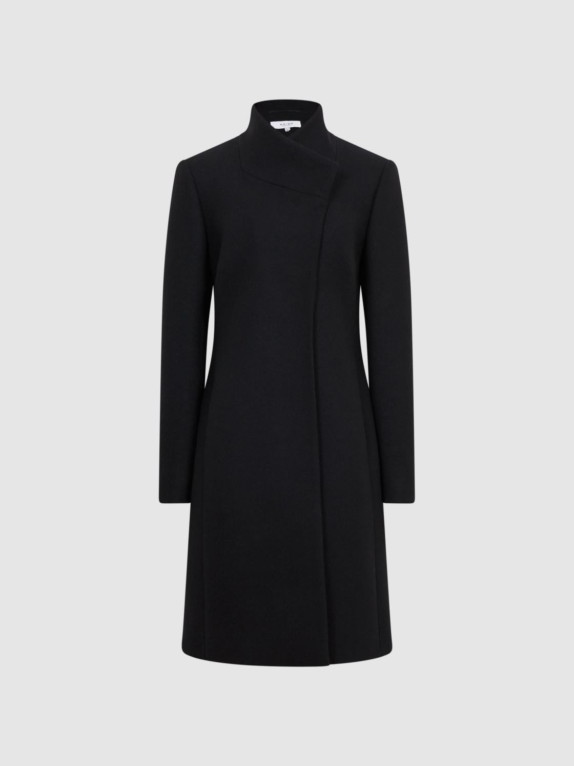 Reiss Coats &amp; Jackets | Mia Wool-Blend Mid Length Coat Black - Women