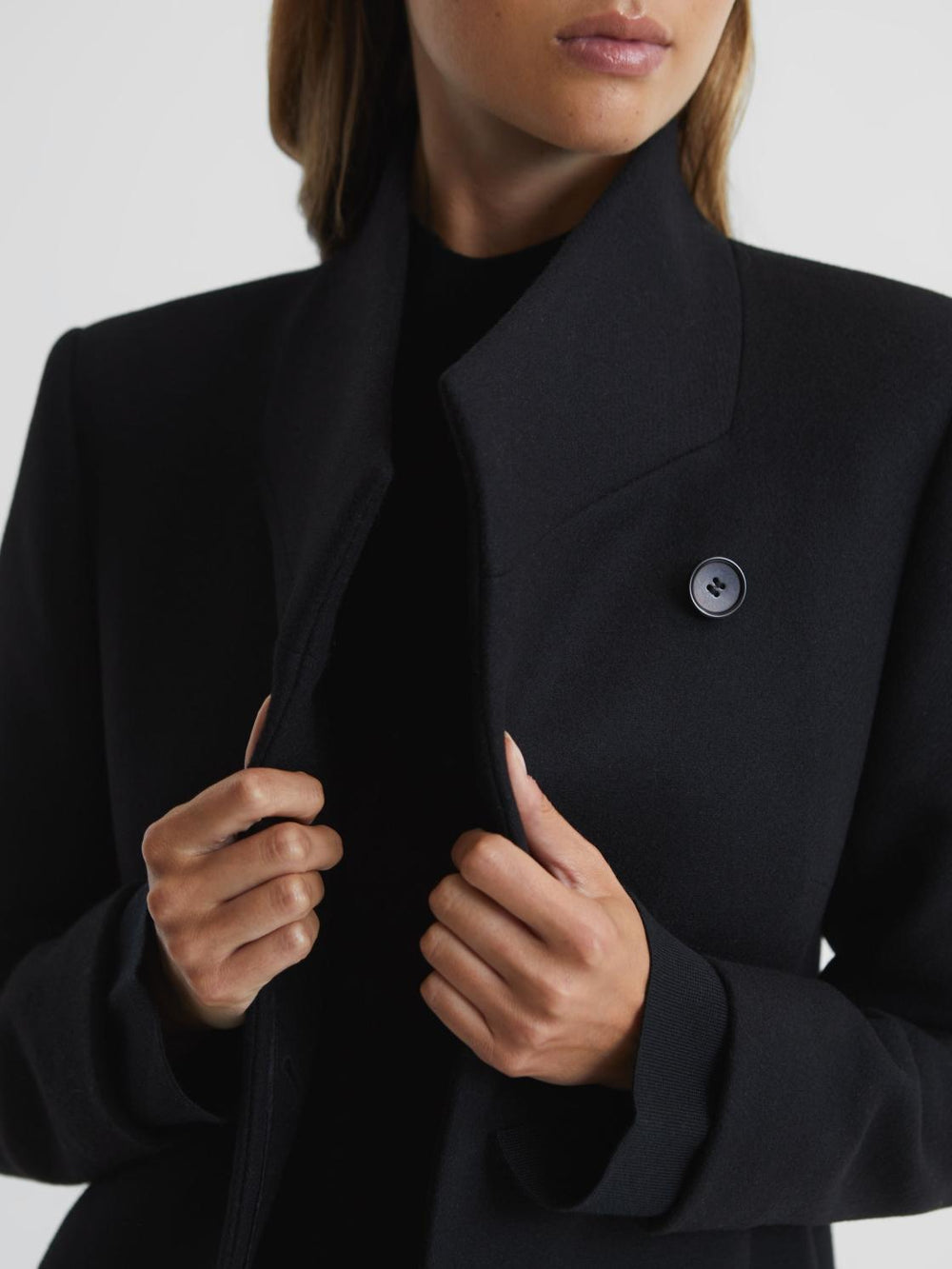 Reiss Coats &amp; Jackets | Mia Wool-Blend Mid Length Coat Black - Women
