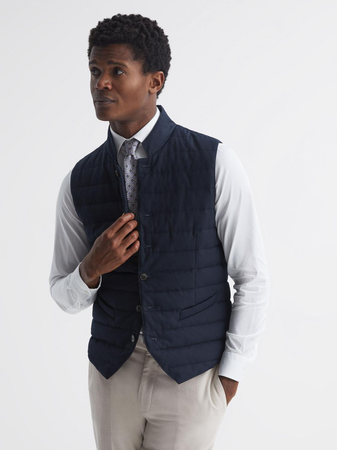 Reiss Coats &amp; Jackets | Parma Quilted Gilet Navy - Men