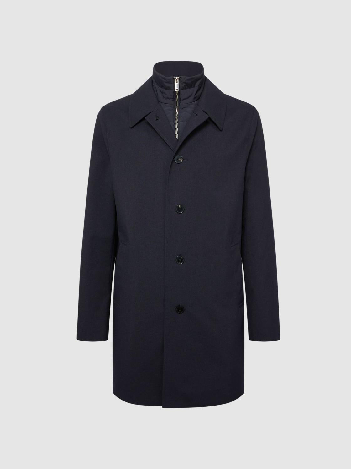 Reiss Coats &amp; Jackets | Perrin Mac With Removable Zip Neck Insert Navy - Men