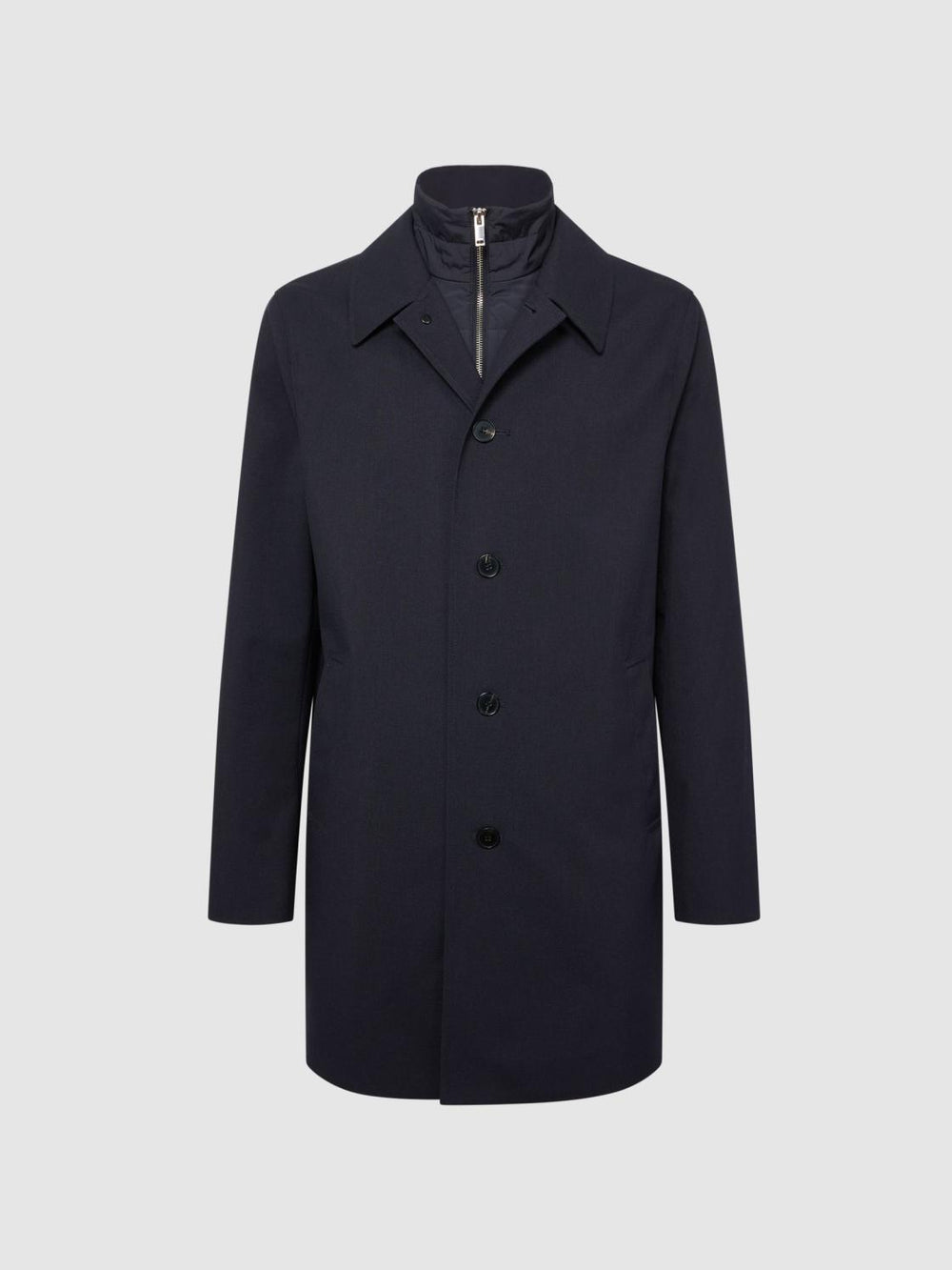 Reiss Coats &amp; Jackets | Perrin Mac With Removable Zip Neck Insert Navy - Men