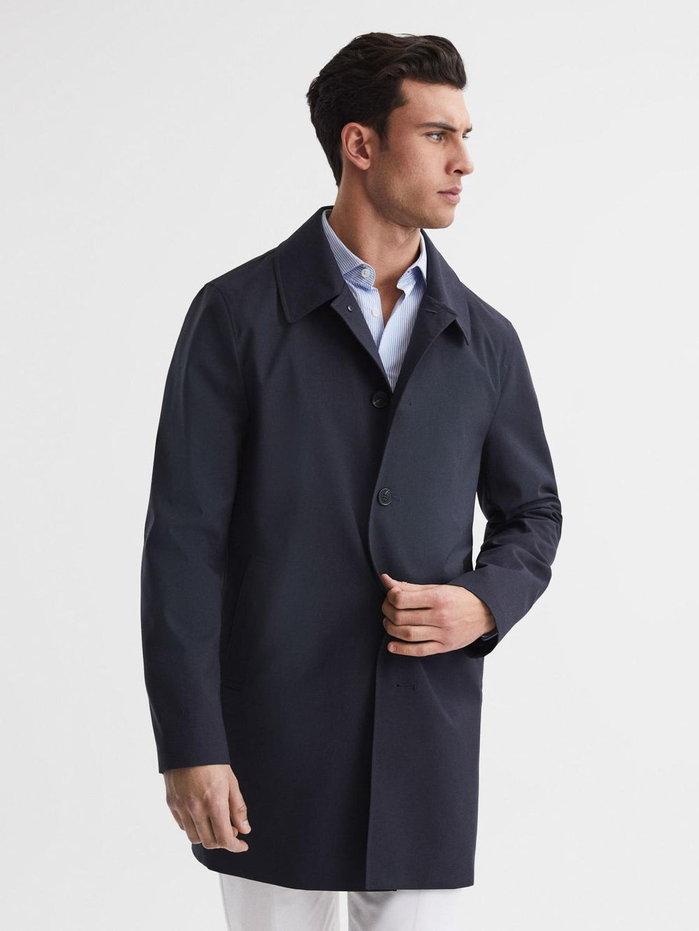 Reiss Coats &amp; Jackets | Perrin Mac With Removable Zip Neck Insert Navy - Men