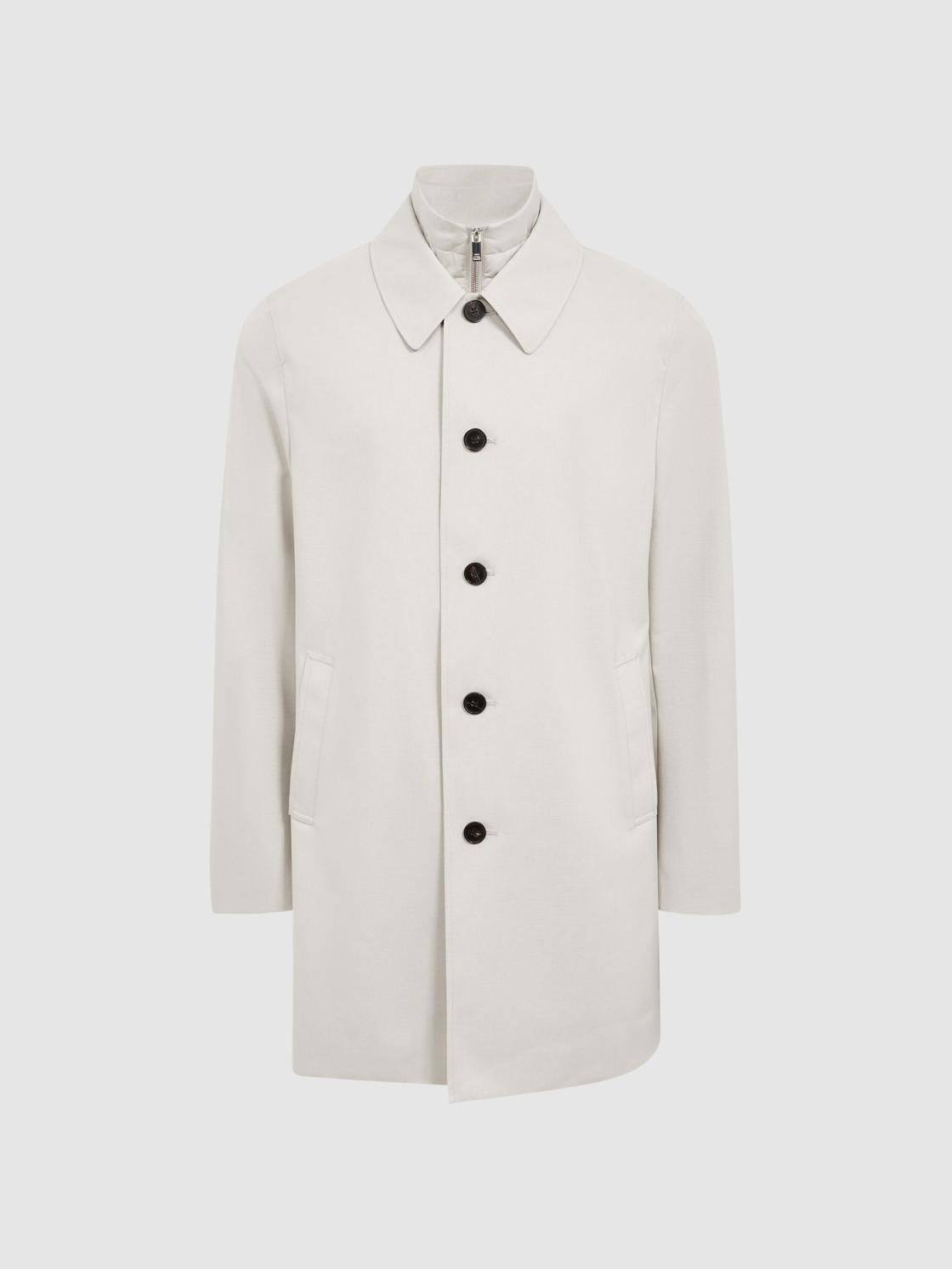 Reiss Coats &amp; Jackets | Perrin Mac With Removable Zip Neck Insert Stone - Men
