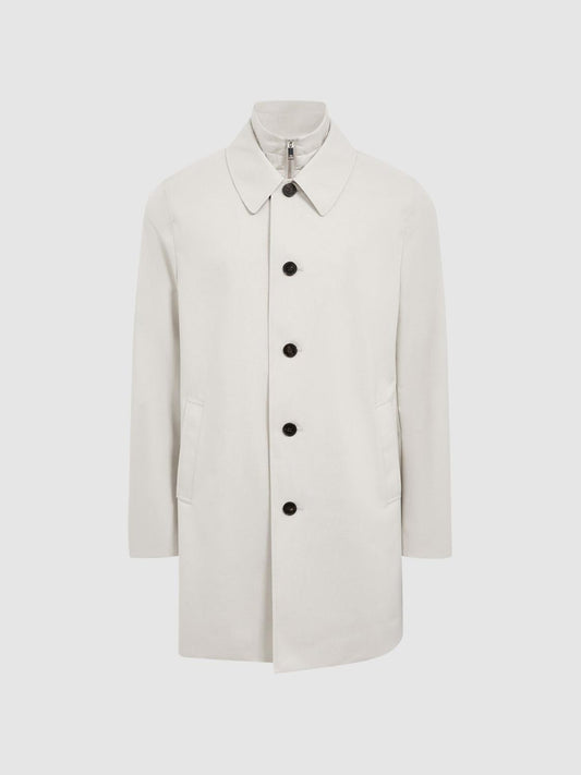 Reiss Coats &amp; Jackets | Perrin Mac With Removable Zip Neck Insert Stone - Men