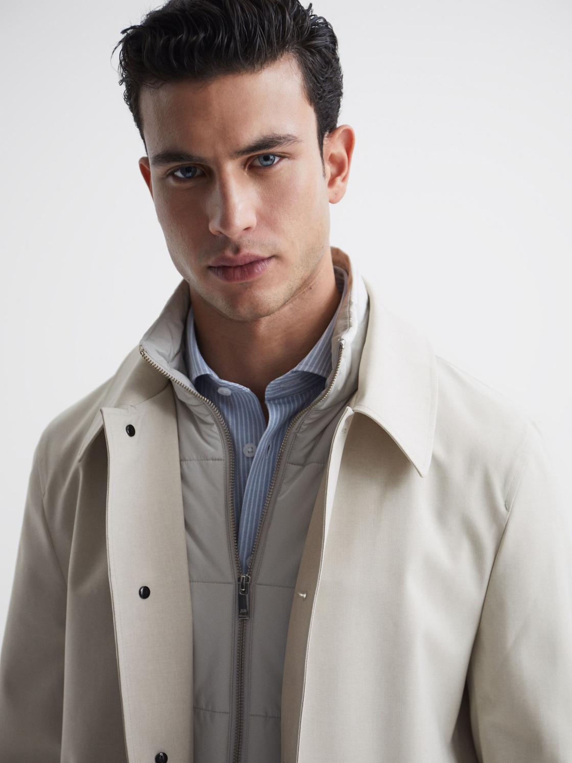 Reiss Coats &amp; Jackets | Perrin Mac With Removable Zip Neck Insert Stone - Men