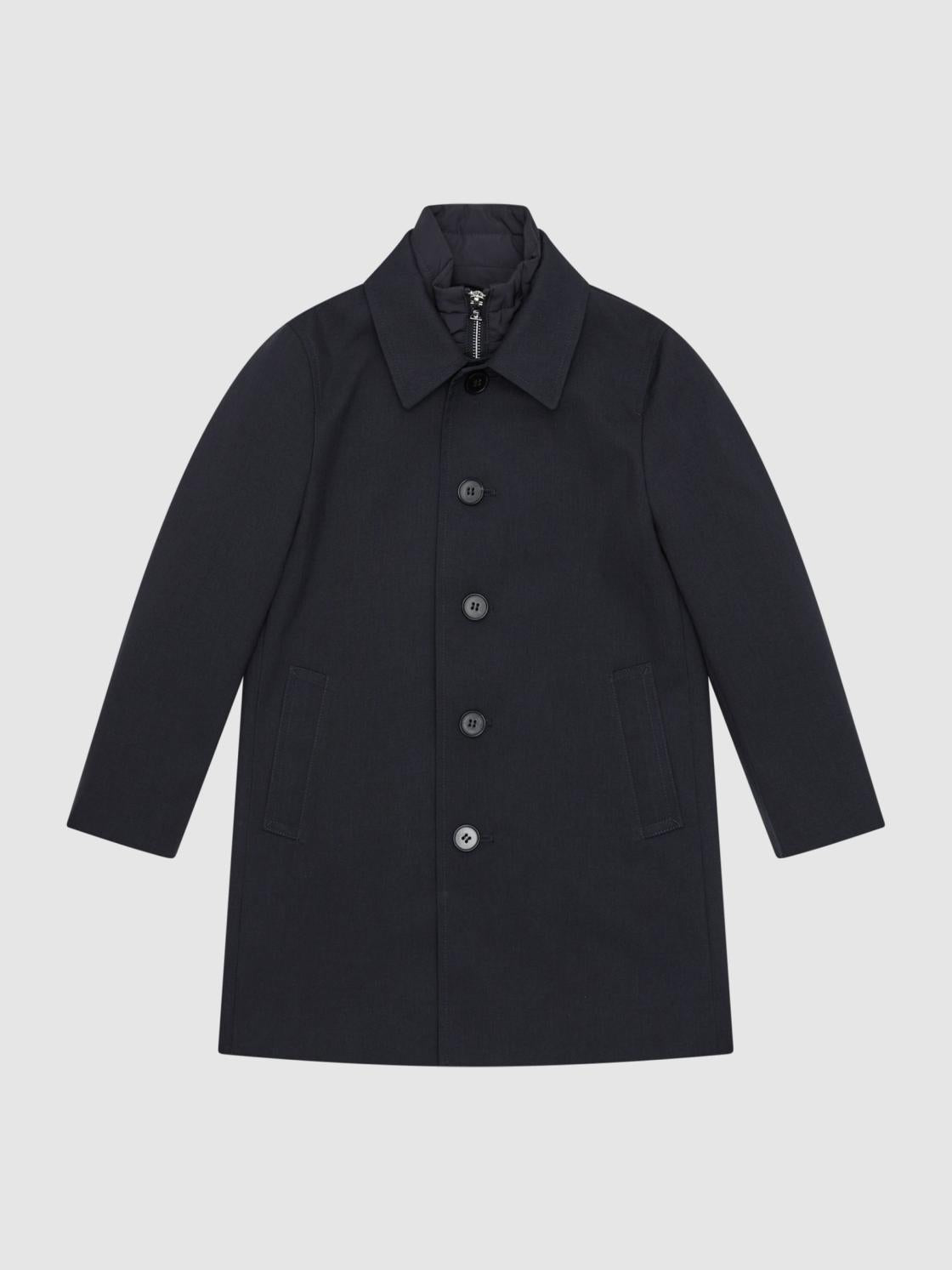 Reiss Coats &amp; Jackets | Perrin Mac With Zip Through Funnel Neck Insert Navy - Children
