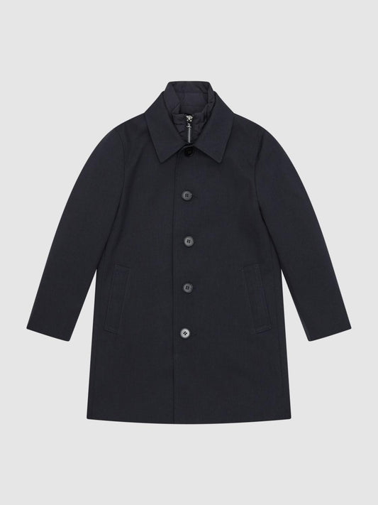 Reiss Coats &amp; Jackets | Perrin Mac With Zip Through Funnel Neck Insert Navy - Children