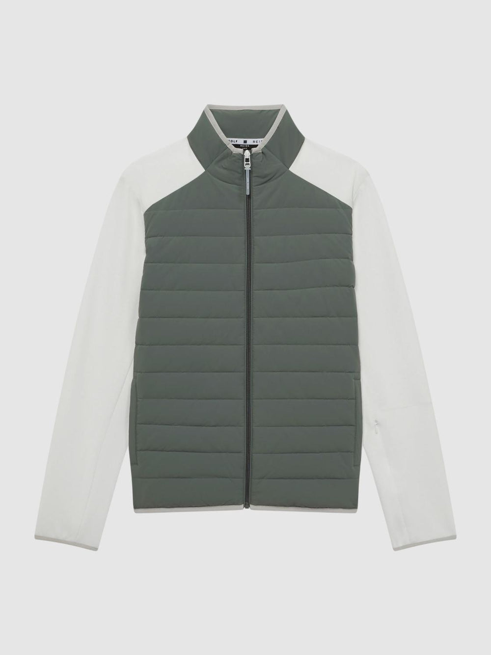Reiss Coats &amp; Jackets | Player Funnel Neck Hybrid Quilted Jacket Sage/white - Men