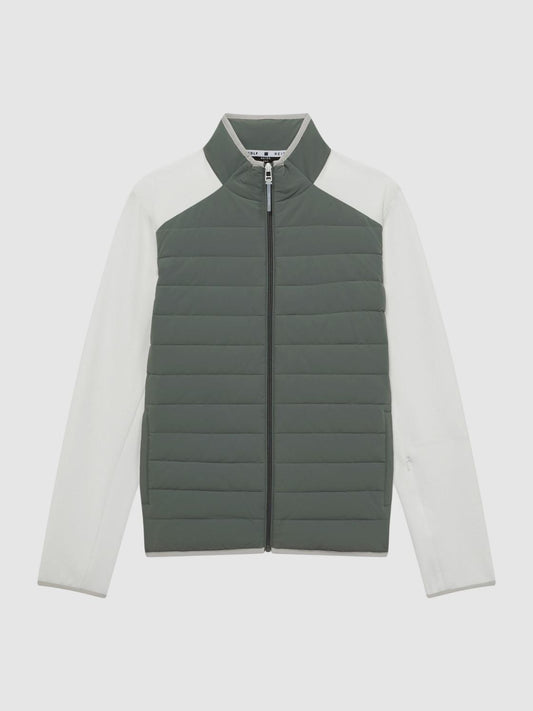 Reiss Coats &amp; Jackets | Player Funnel Neck Hybrid Quilted Jacket Sage/white - Men