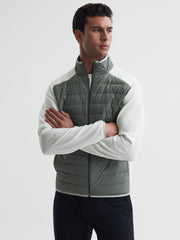 Reiss Coats &amp; Jackets | Player Funnel Neck Hybrid Quilted Jacket Sage/white - Men