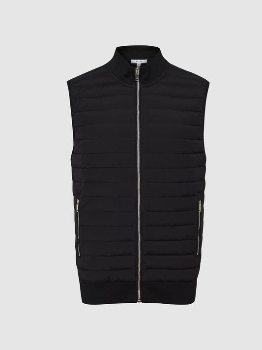 Reiss Coats &amp; Jackets | Pluto Hybrid Quilted Gilet Black - Men