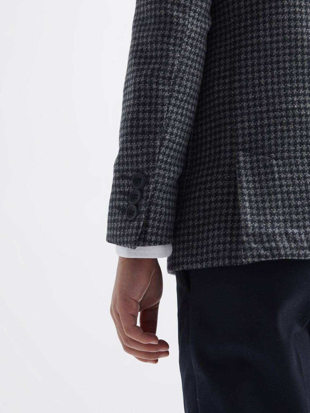 Reiss Coats &amp; Jackets | Progress Junior Puppytooth Single Breasted Blazer Navy/brown Puppytooth - Children