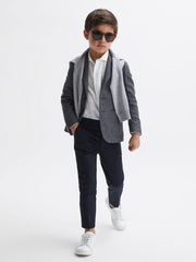 Reiss Coats &amp; Jackets | Progress Junior Puppytooth Single Breasted Blazer Navy/brown Puppytooth - Children