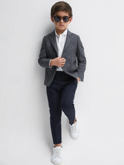 Reiss Coats &amp; Jackets | Progress Junior Puppytooth Single Breasted Blazer Navy/brown Puppytooth - Children