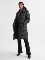 Reiss Coats &amp; Jackets | Rains Hooded Puffer Jacket Black - Women