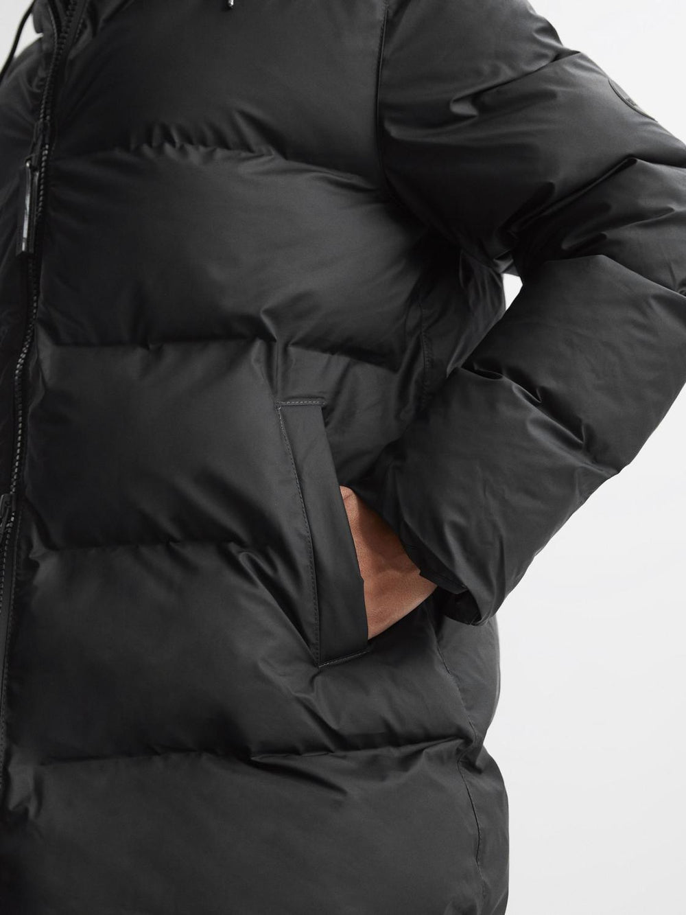 Reiss Coats &amp; Jackets | Rains Hooded Puffer Jacket Black - Women