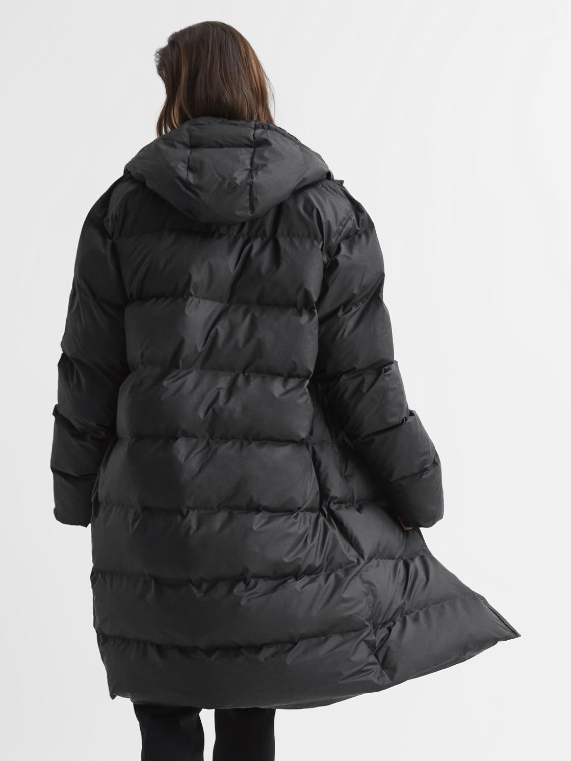 Reiss Coats &amp; Jackets | Rains Hooded Puffer Jacket Black - Women