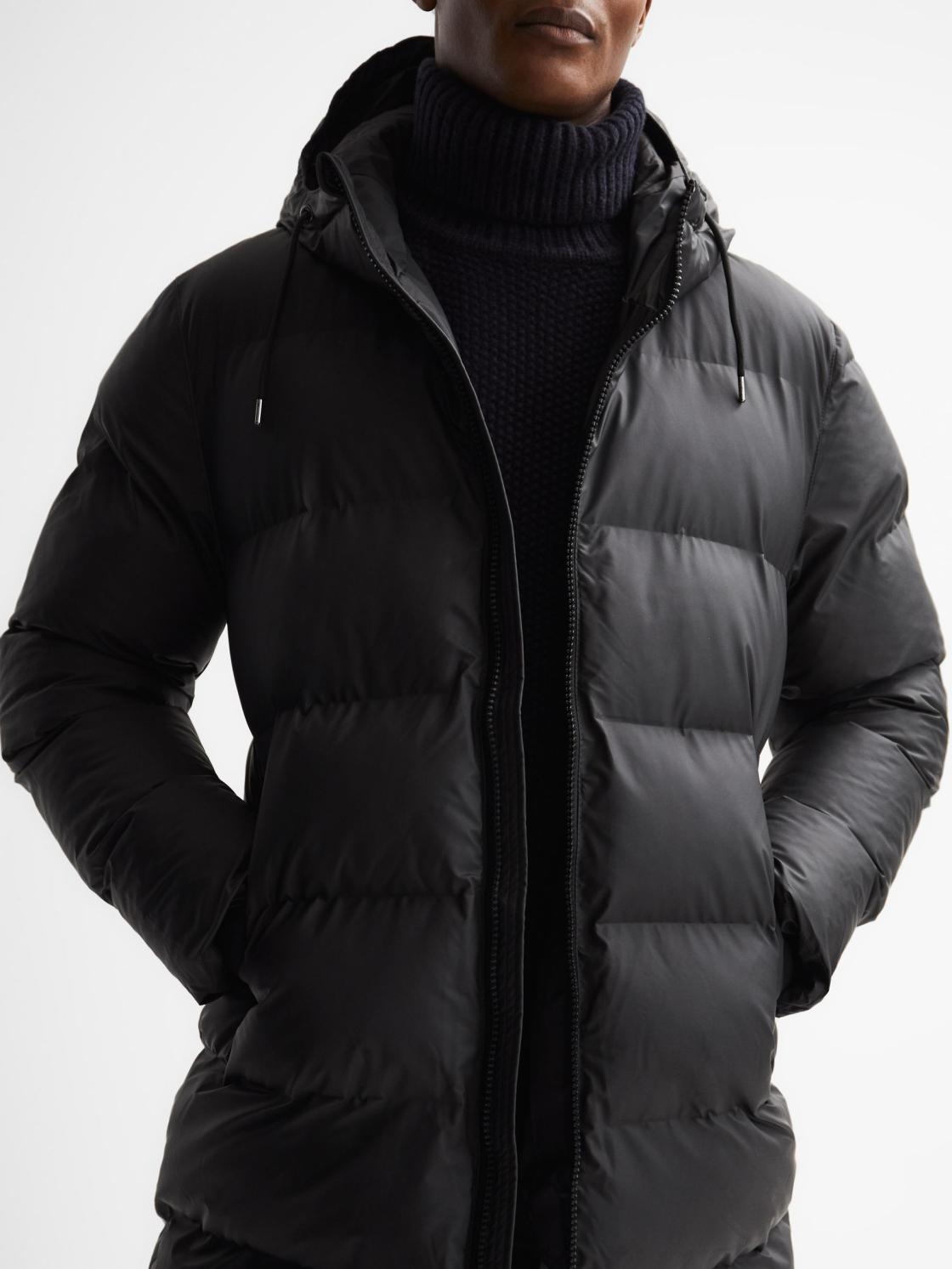 Reiss Coats &amp; Jackets | Rains Hooded Puffer Jacket Black - Women